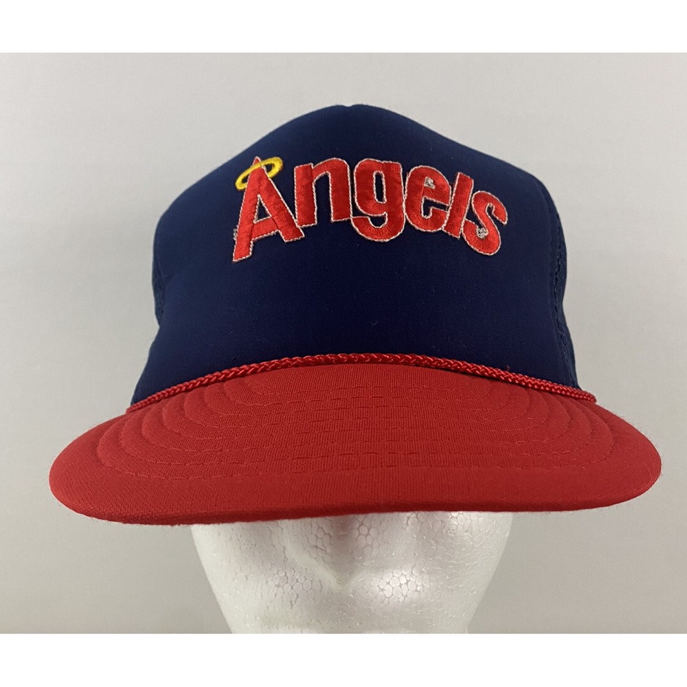 Otto Los Angeles Angels MLB Embroidered Snapback Mesh Trucker Hat Navy Red